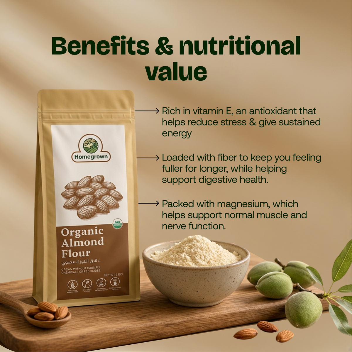 Homegrown 100% Organic Almond Flour