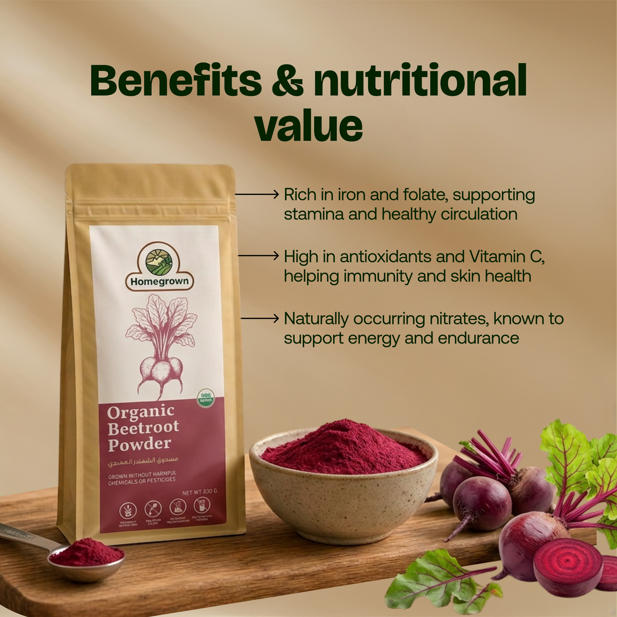 Homegrown Organic Beetroot Powder (200g)