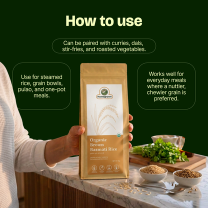 Homegrown Organic Brown Basmati Rice (1kg)
