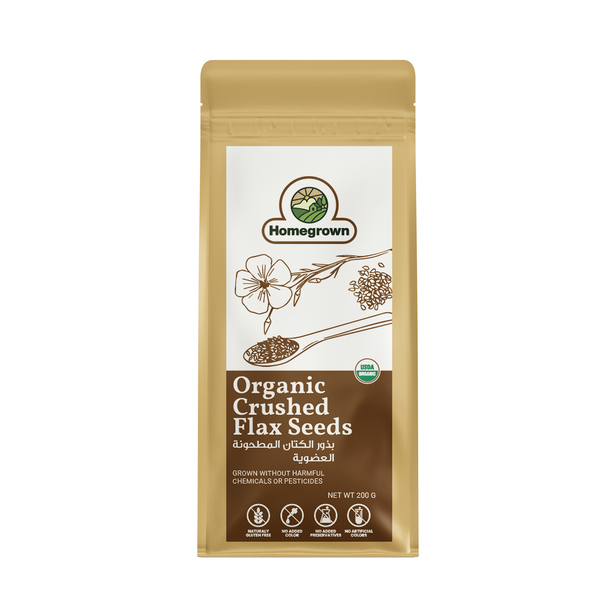 Homegrown Organic Crushed Flax Seeds (200g)
