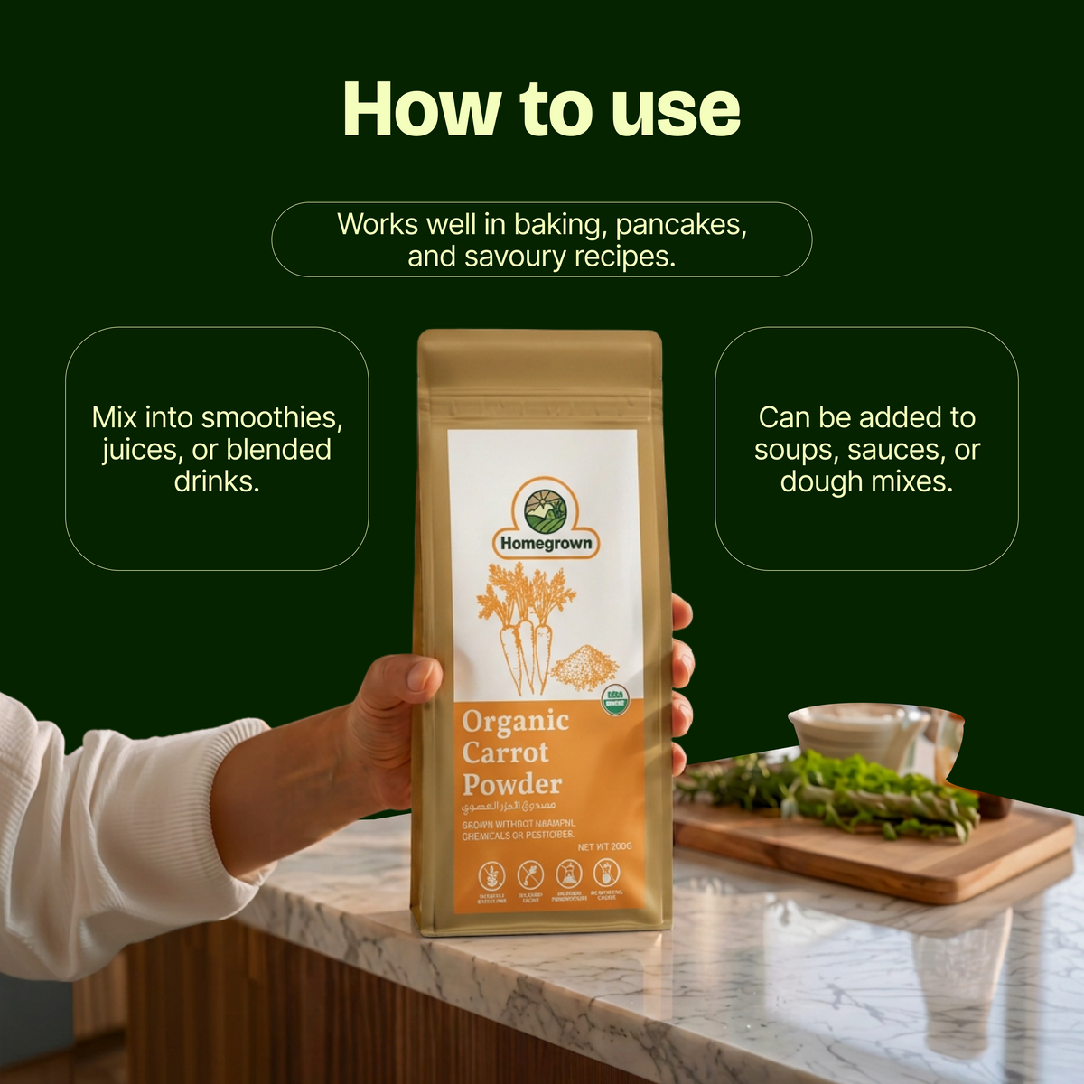 Homegrown Organic Carrot Powder (200g)