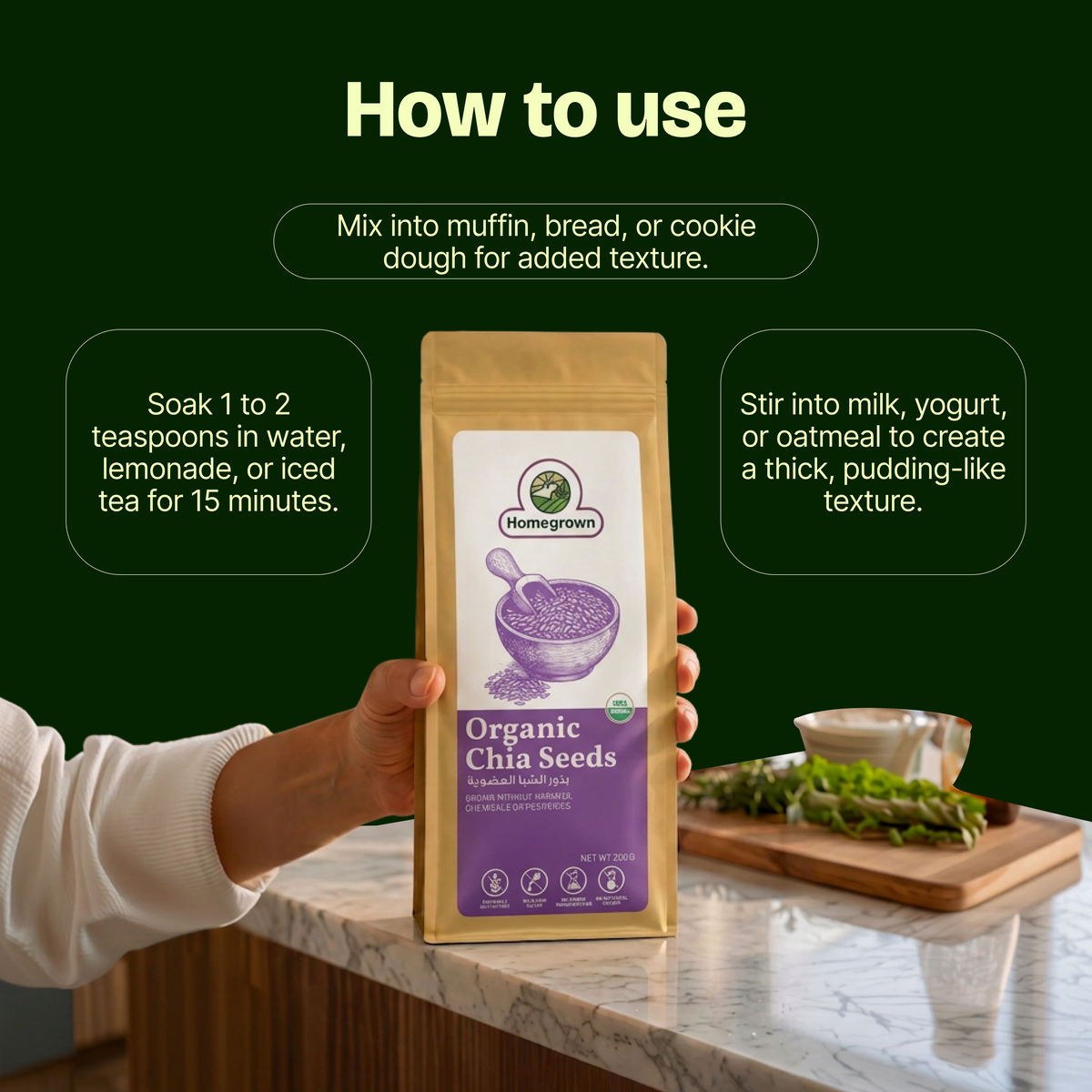 Homegrown Organic Chia Seeds (200g)