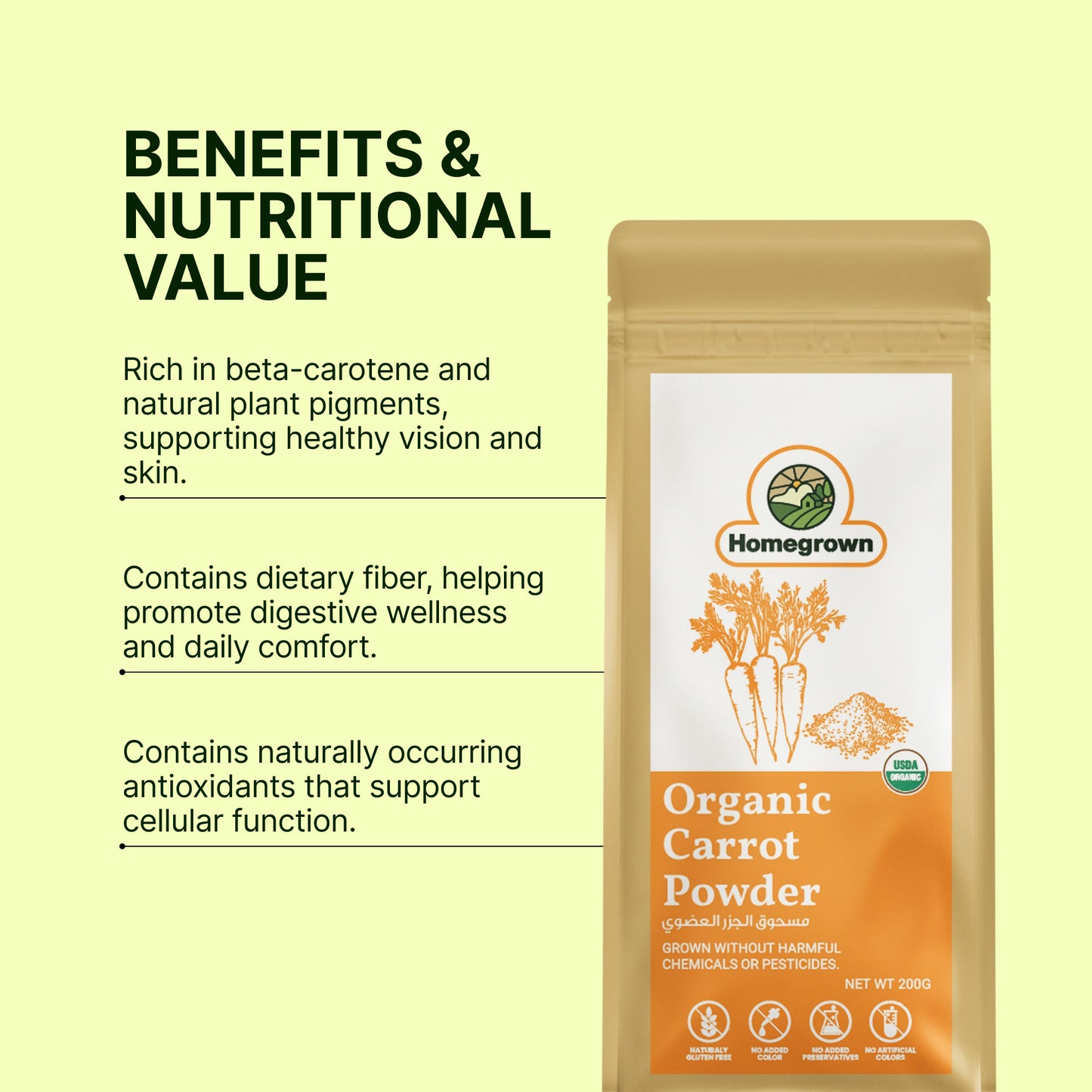 Homegrown Organic Carrot Powder (200g)