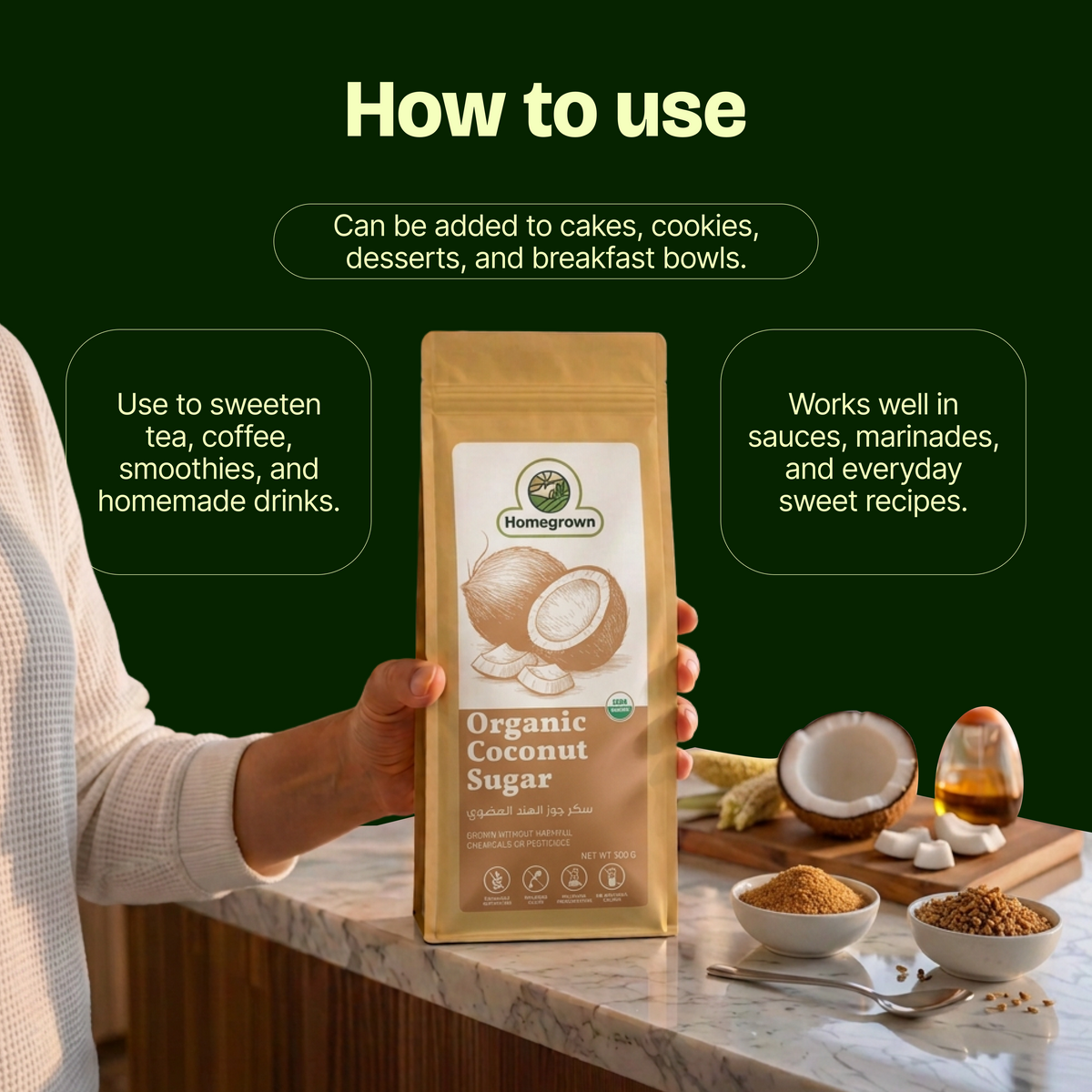 Homegrown Organic Coconut Sugar (500g)