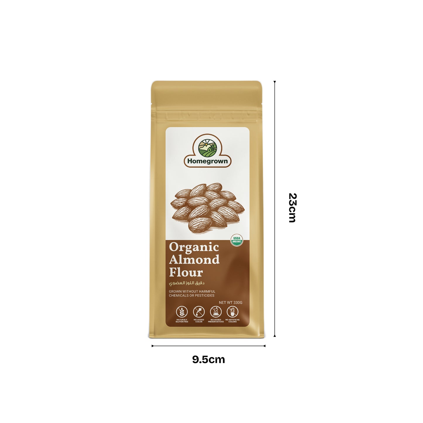 Homegrown 100% Organic Almond Flour (330g)