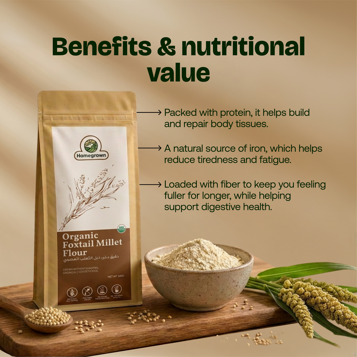 Homegrown Organic Foxtail Millet Flour