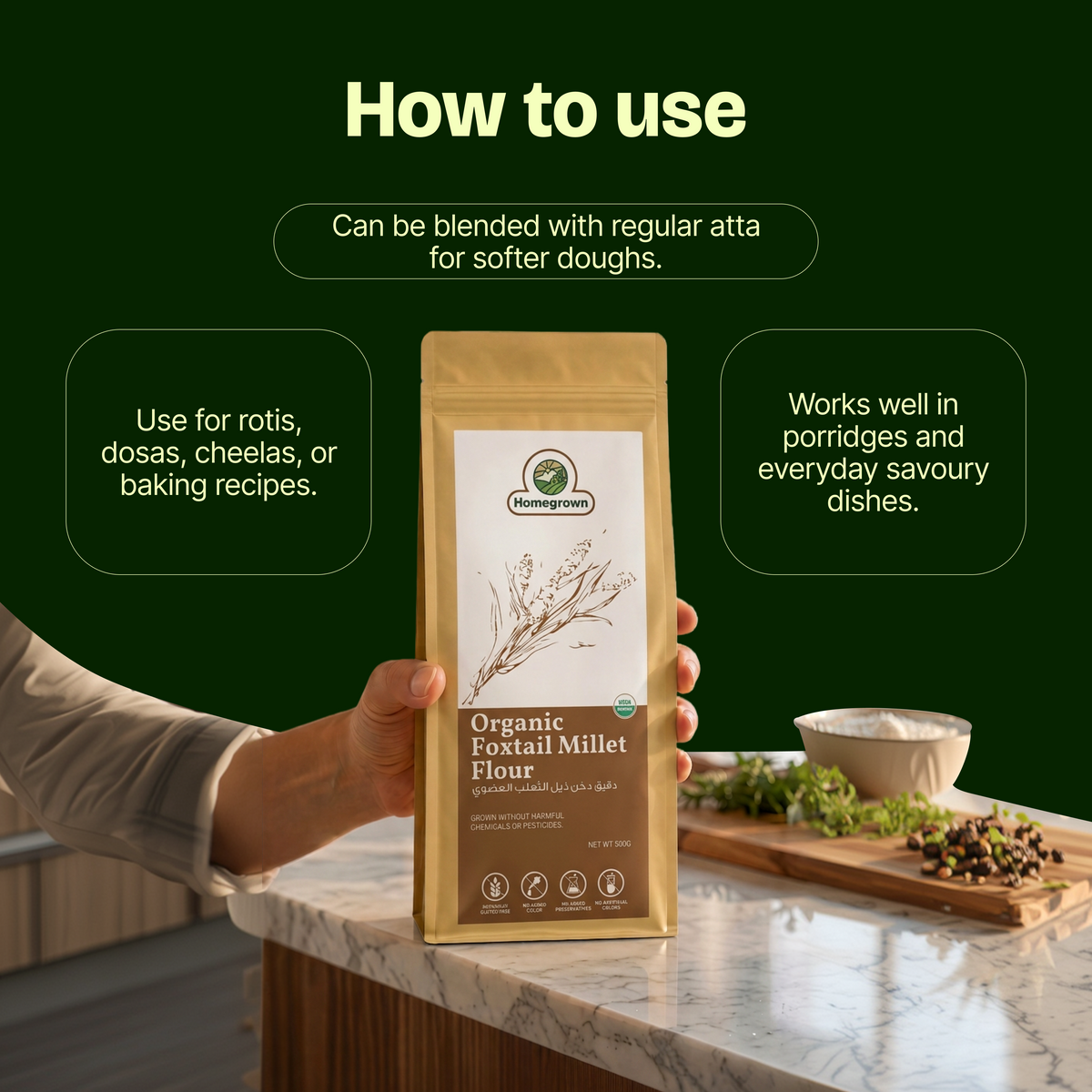 Homegrown Organic Foxtail Millet Flour