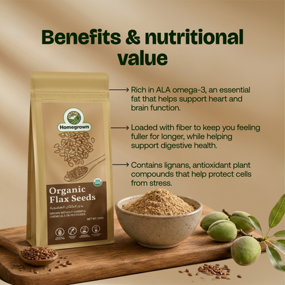 Homegrown Organic Flax seeds (200g)