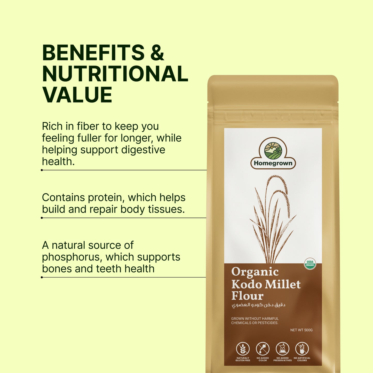 Homegrown Organic Kodo Millet Flour (500g)