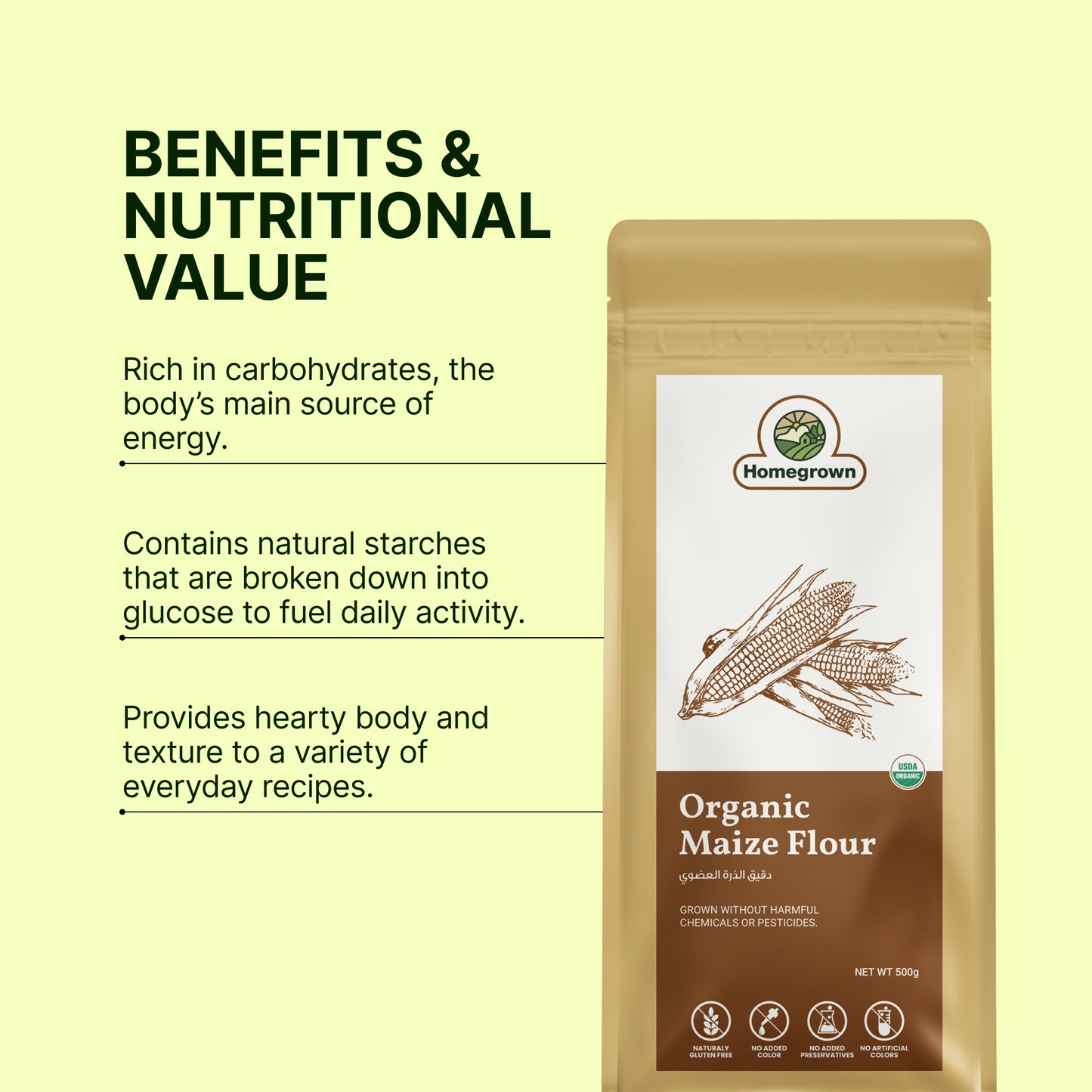 Homegrown Organic Maize Flour (500g)