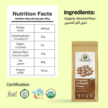 Homegrown 100% Organic Almond Flour (330g)