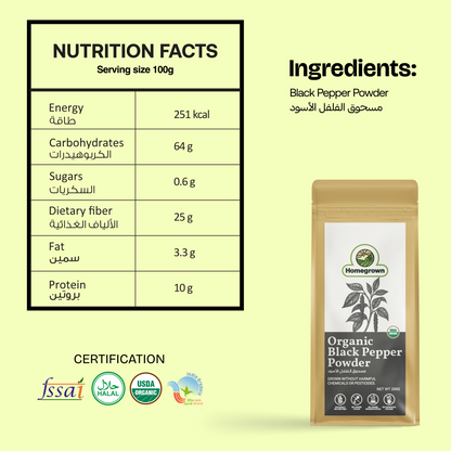 Homegrown Organic Black Pepper Powder (200g)