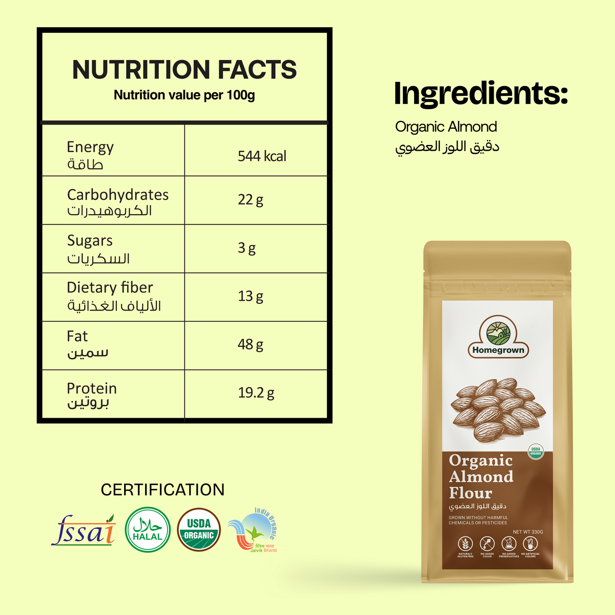 Homegrown 100% Organic Almond Flour