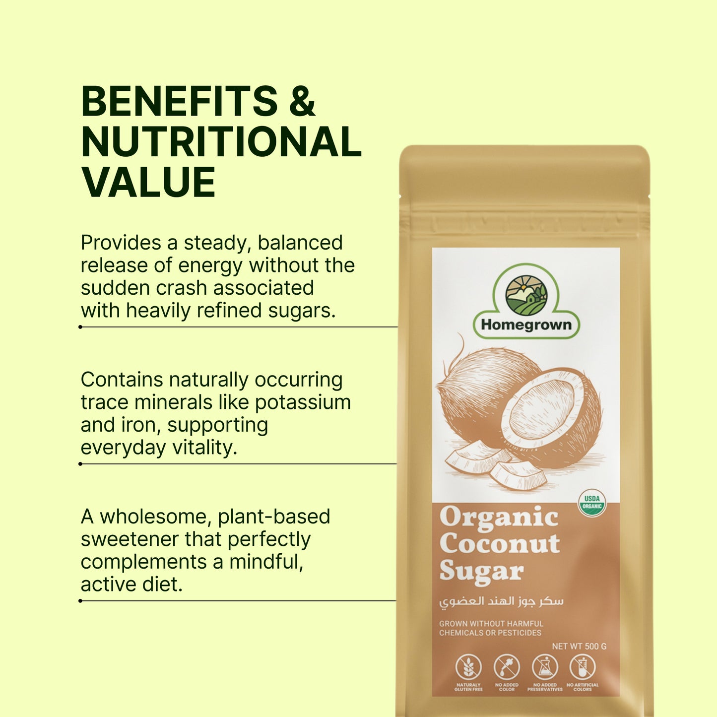 Homegrown Organic Coconut Sugar (500g)