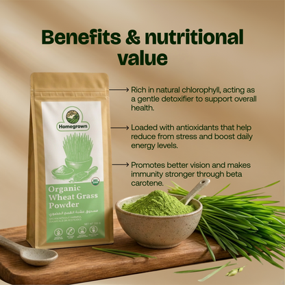Homegrown Organic Wheat Grass Powder (200g)