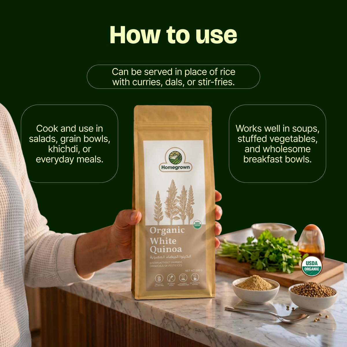 Homegrown Organic White Quinoa (500g)