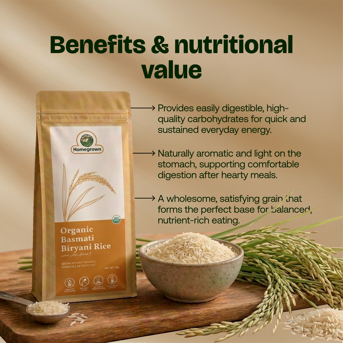 Homegrown Organic Basmati Biryani Rice (1 kg)