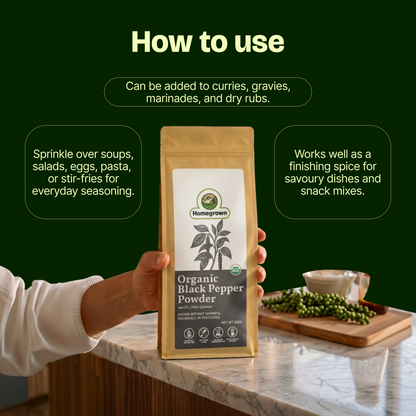 Homegrown Organic Black Pepper Powder (200g)