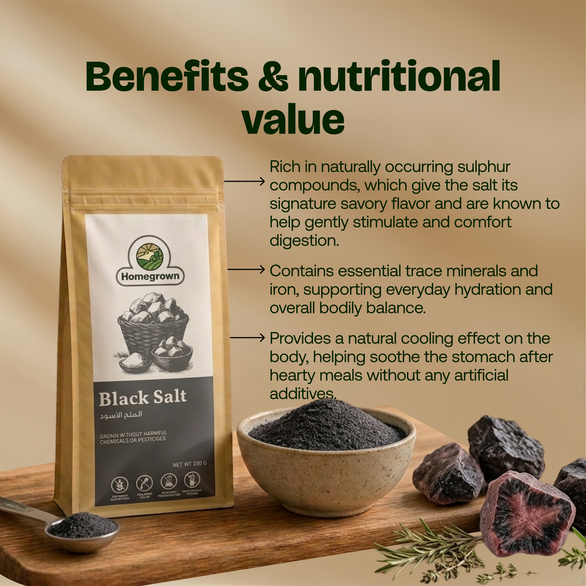 Homegrown Organic Black Salt (330g)