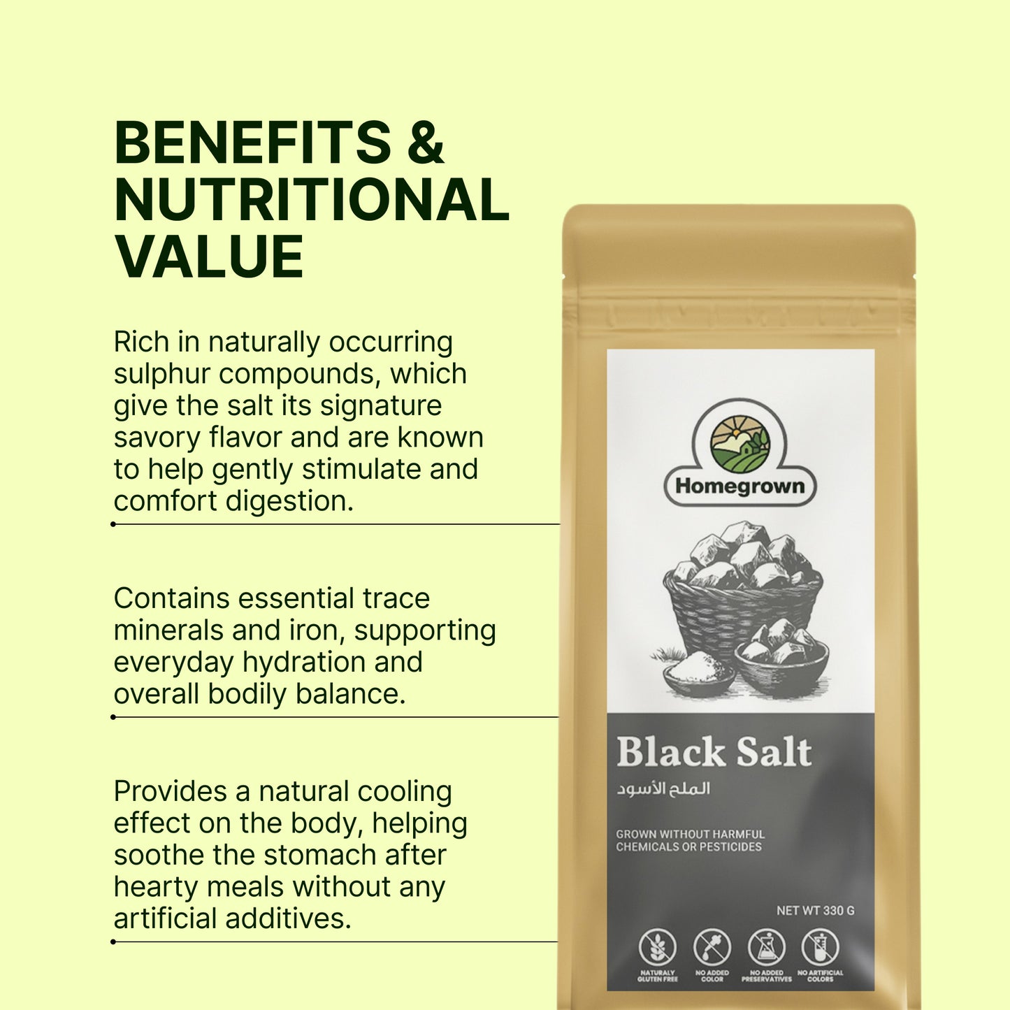 Homegrown Organic Black Salt (330g)