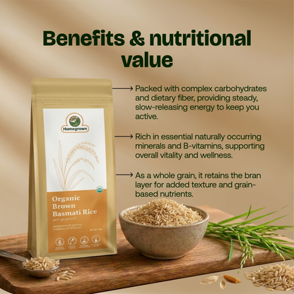 Homegrown Organic Brown Basmati Rice (1kg)
