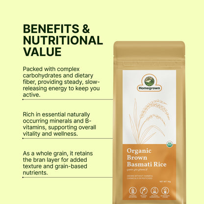 Homegrown Organic Brown Basmati Rice (1kg)