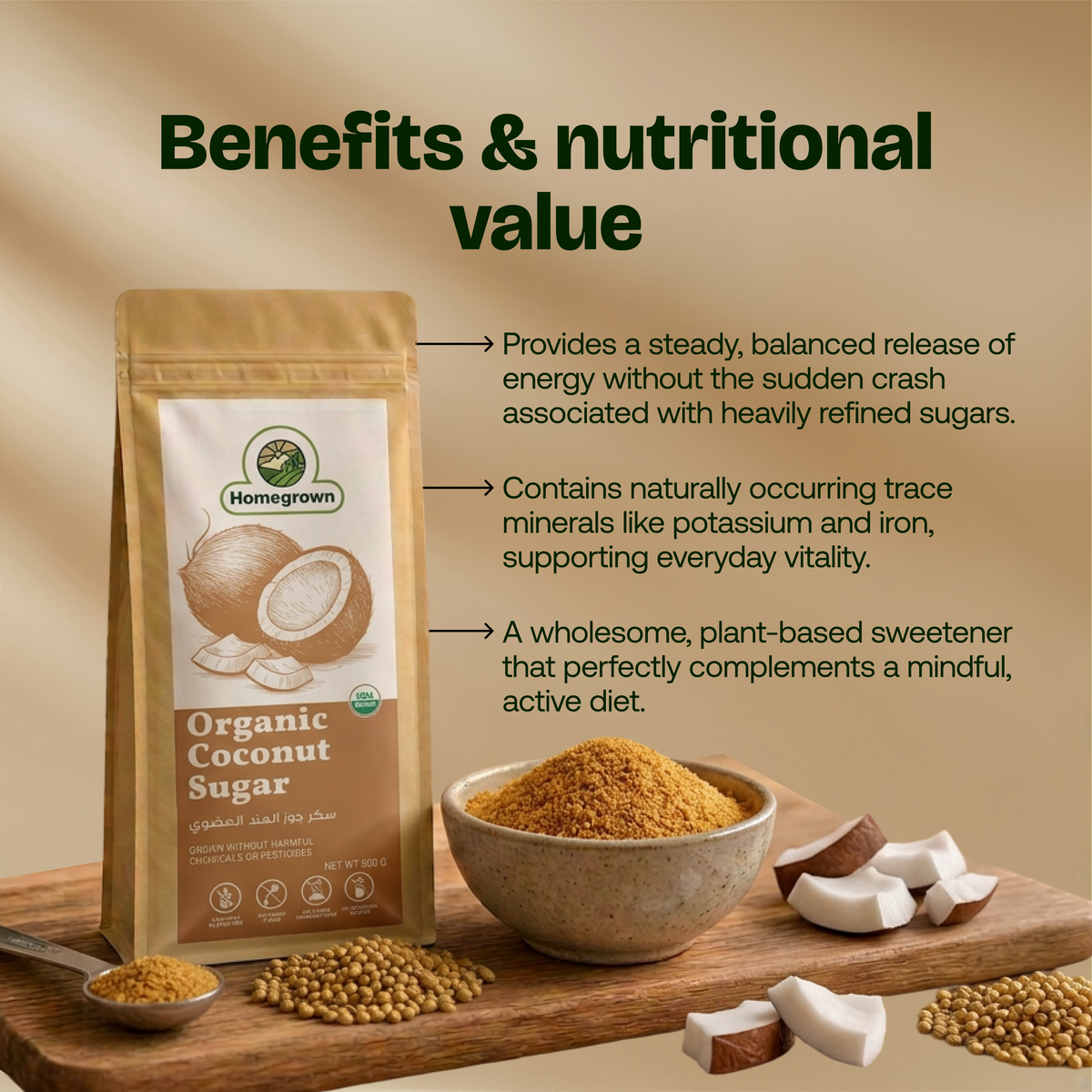 Homegrown Organic Coconut Sugar (500g)