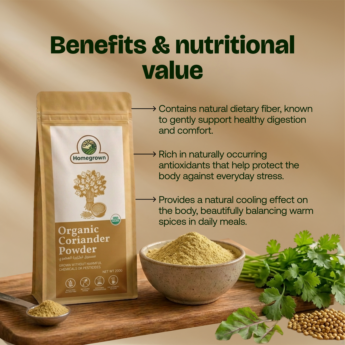 Homegrown Organic Coriander Powder (200g)