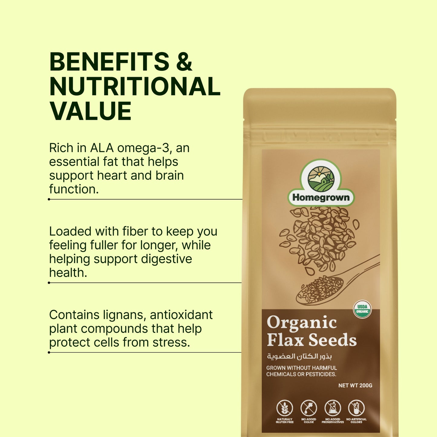 Homegrown Organic Flax seeds (200g)