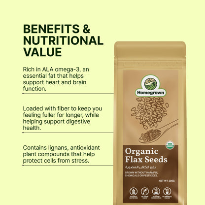 Homegrown Organic Flax seeds (200g)