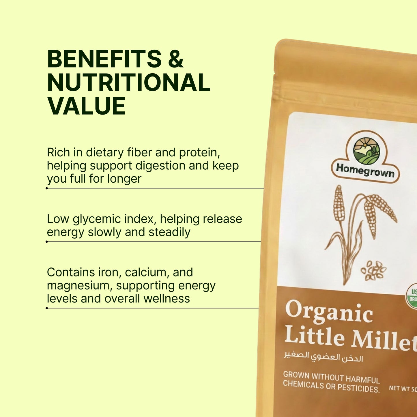 Homegrown Organic Little Millet  (500g)