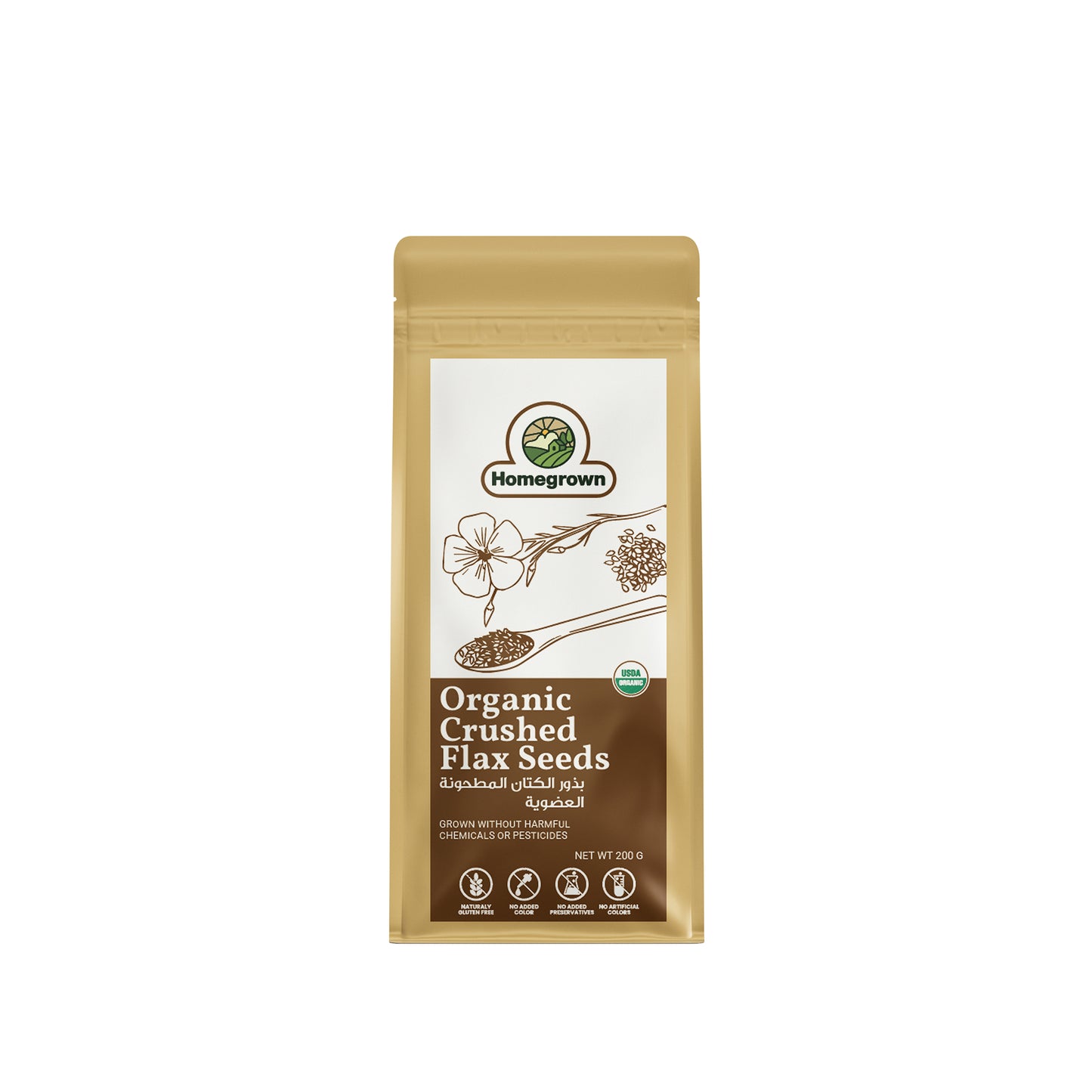 Homegrown Organic Crushed Flax Seeds (200g)