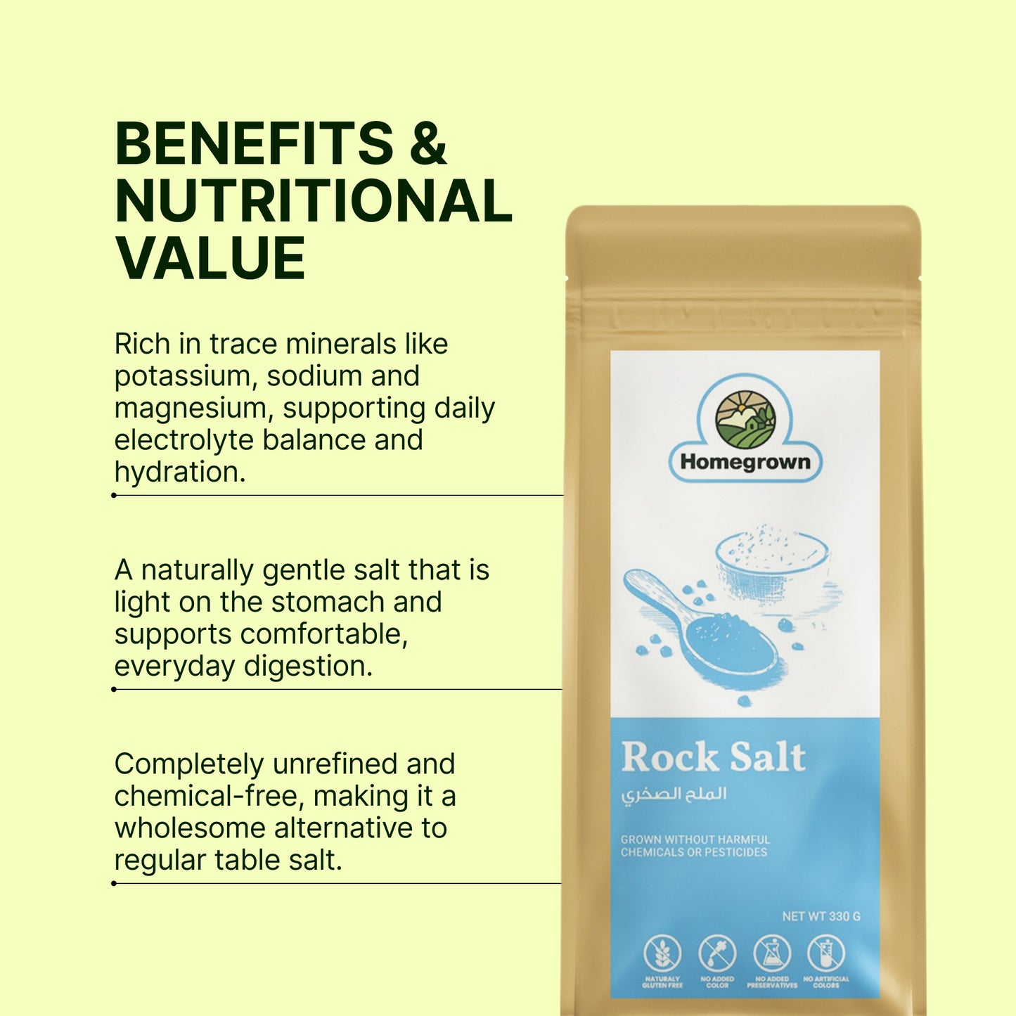Homegrown Organic Rock Salt (330g)