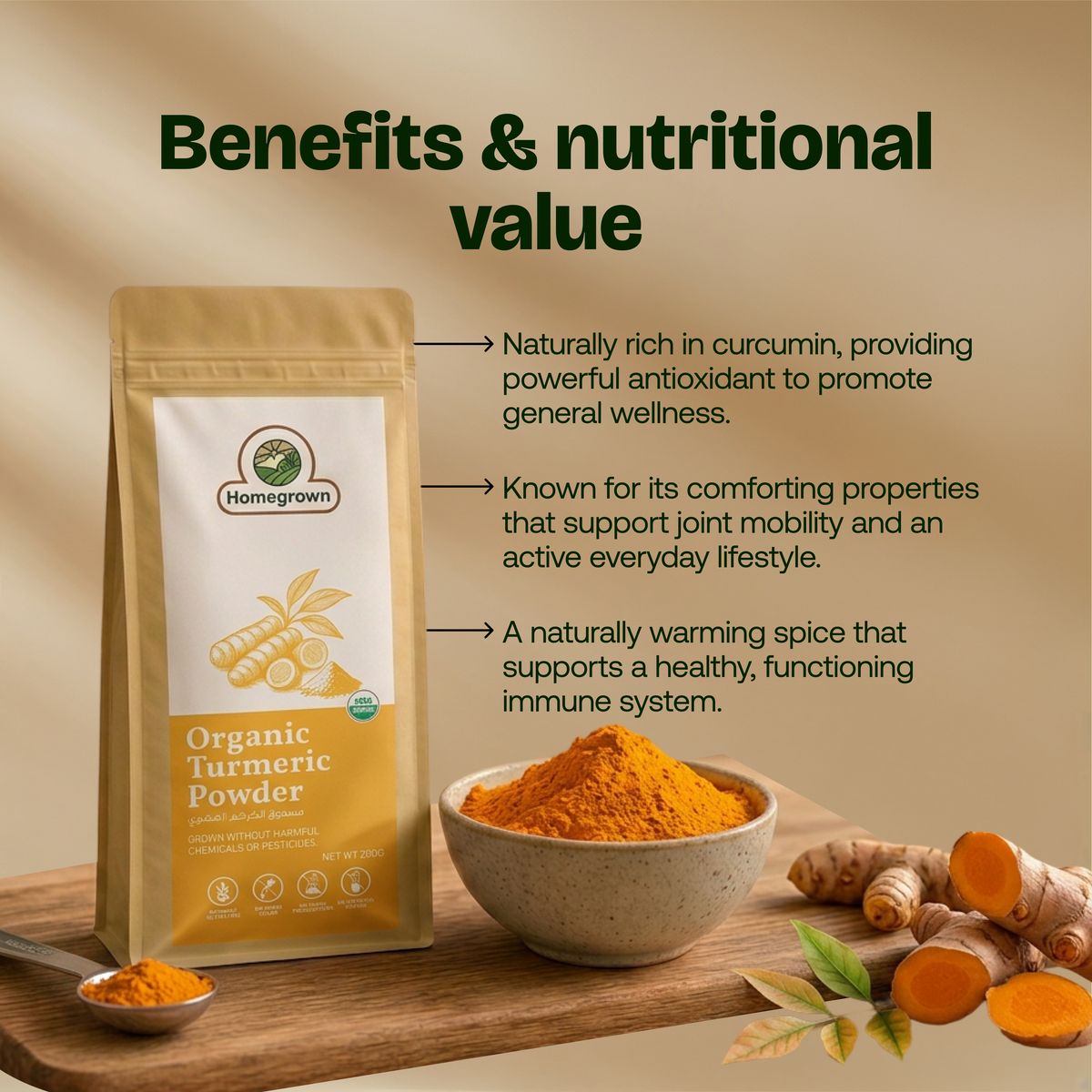 Homegrown Organic Turmeric Powder (200g)