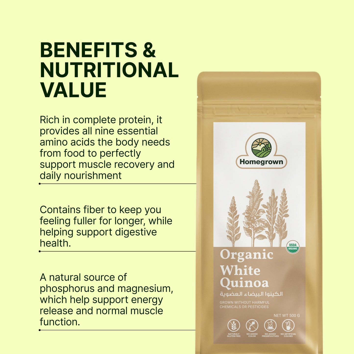 Homegrown Organic White Quinoa (500g)